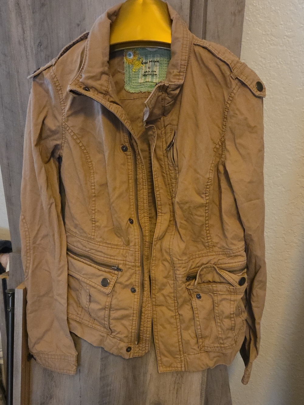 Free People Khaki Utility Jacket with Front Pockets